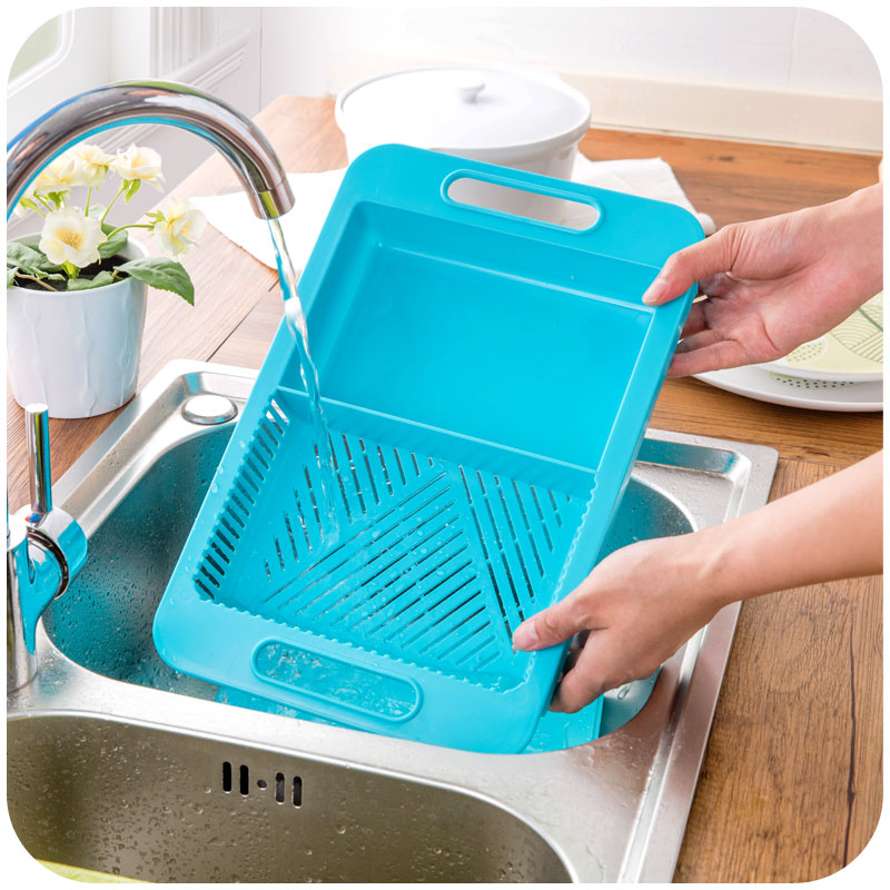3-in-1 over-sink cutting board with built-in drain basket – view 7