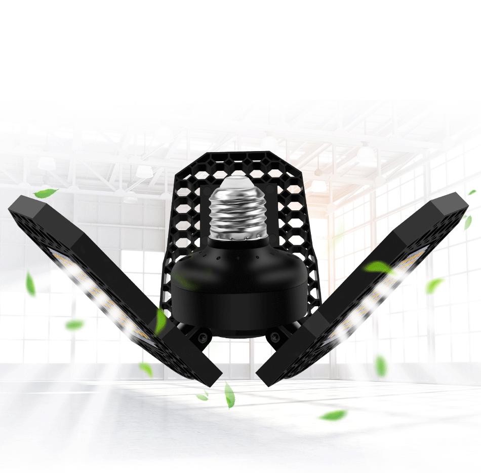 3-Panel LED Garage Light – Adjustable 40W/60W/80W