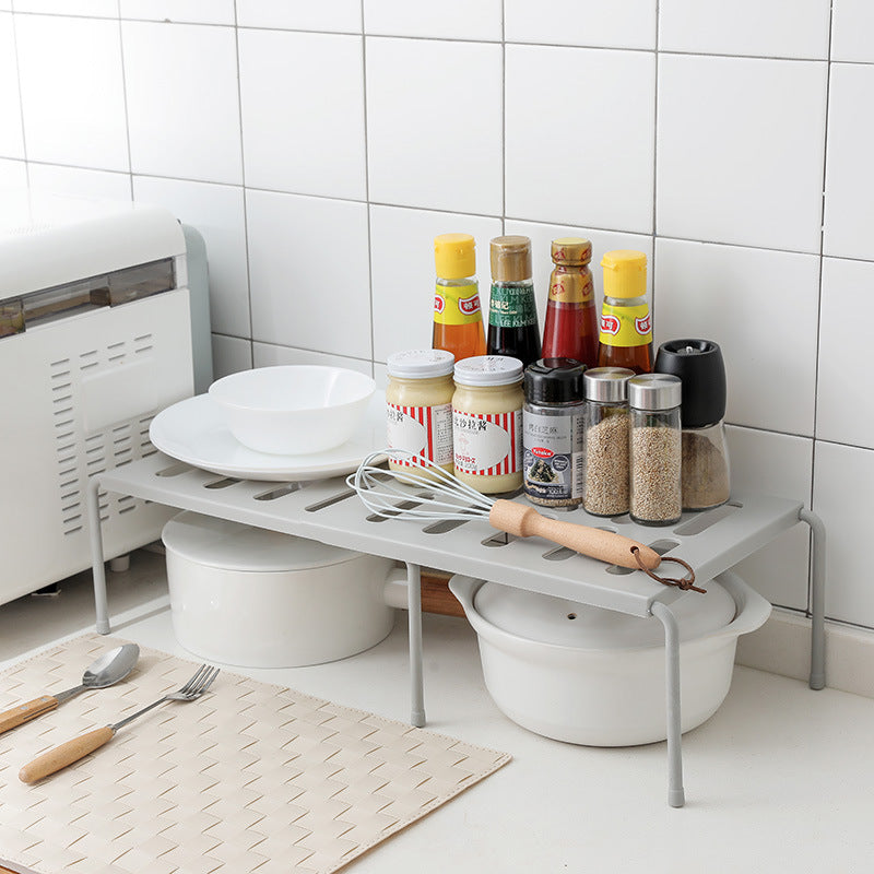 Expandable countertop kitchen storage rack for adding adjustable shelf space – view 3