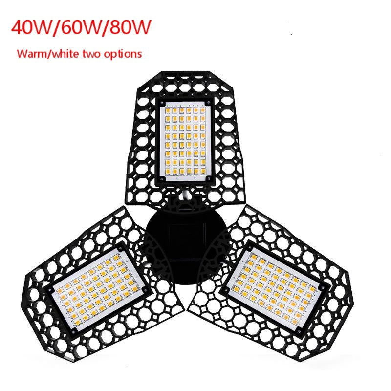 3-Panel LED Garage Light – Adjustable 40W/60W/80W