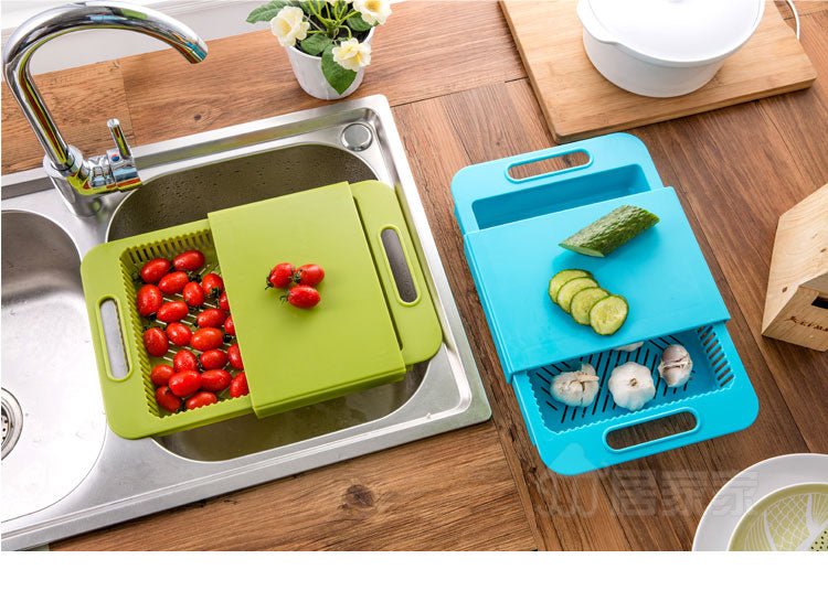 3-in-1 over-sink cutting board with built-in drain basket – view 5