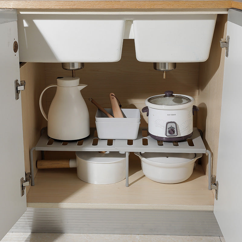 Expandable countertop kitchen storage rack for adding adjustable shelf space – view 4