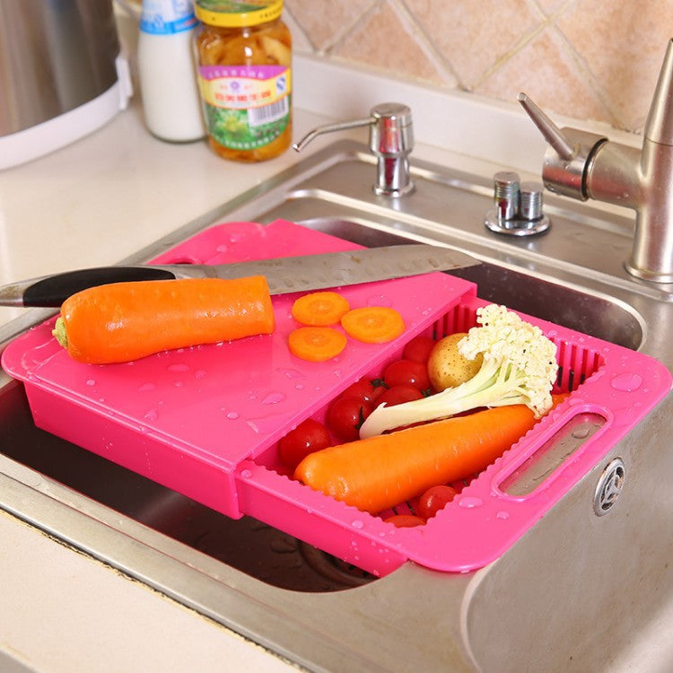 3-in-1 over-sink cutting board with built-in drain basket – view 11