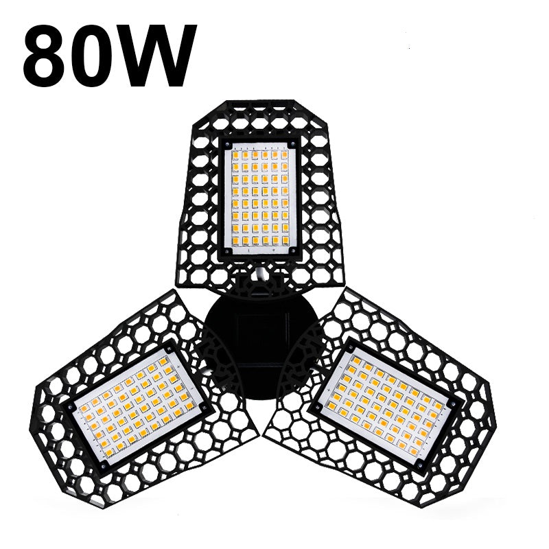 3-Panel LED Garage Light – Adjustable 40W/60W/80W