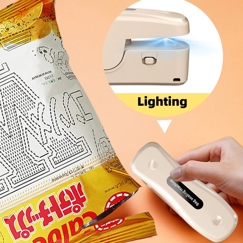 rechargeable mini bag sealer with built-in cutter for snack and food bags