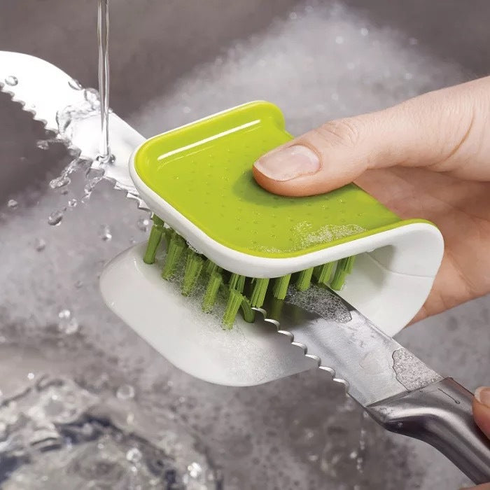 U-shaped knife and cutlery cleaning brush