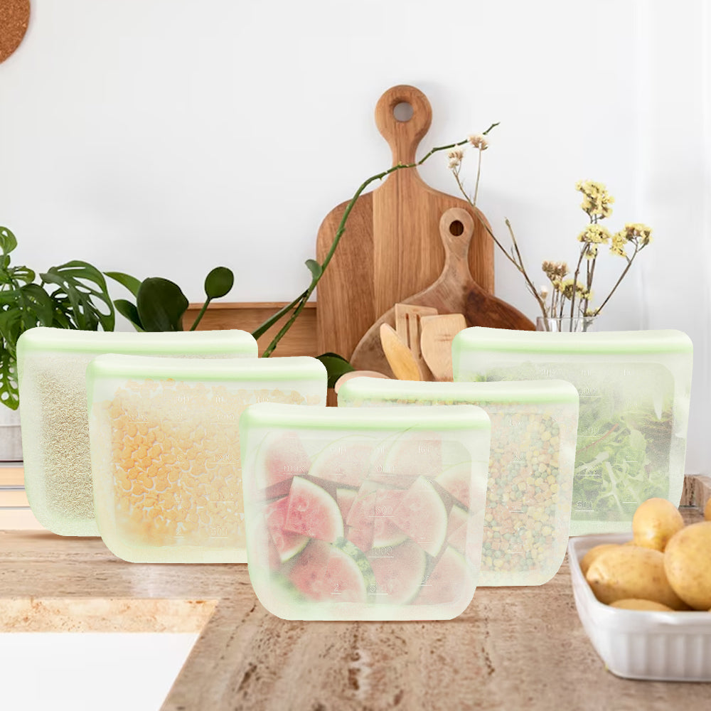 purifyou reusable silicone food storage bags in assorted sizes and colors – view 3