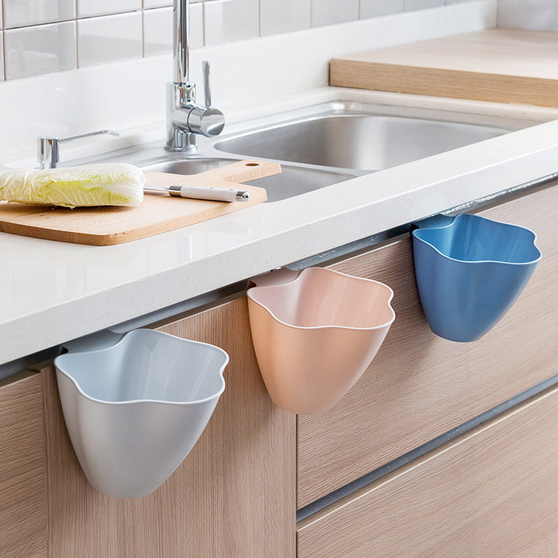 Hanging kitchen cabinet trash bin for food scraps and small messes – view 2