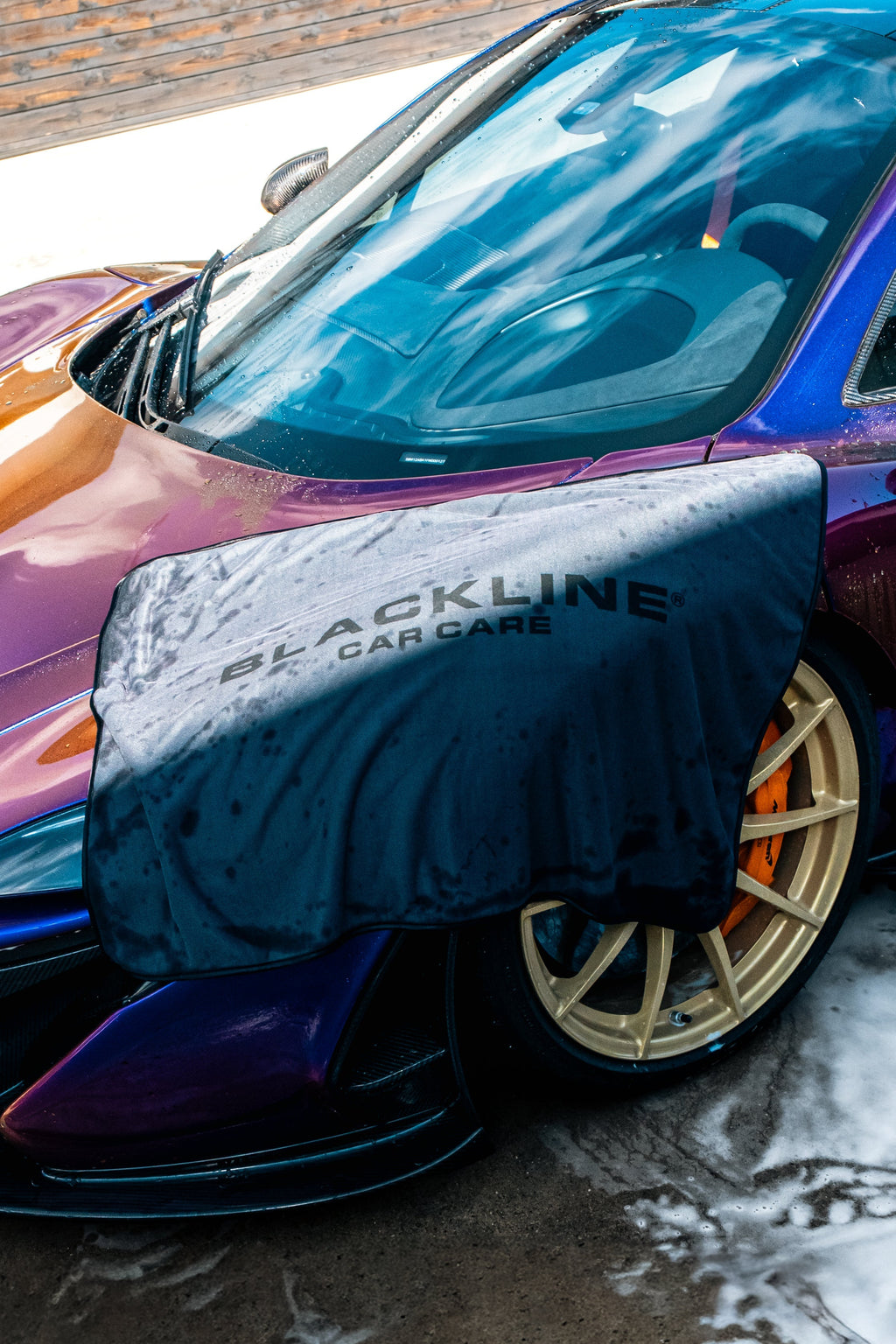 BLACKLINE microfiber drying towel shown close up