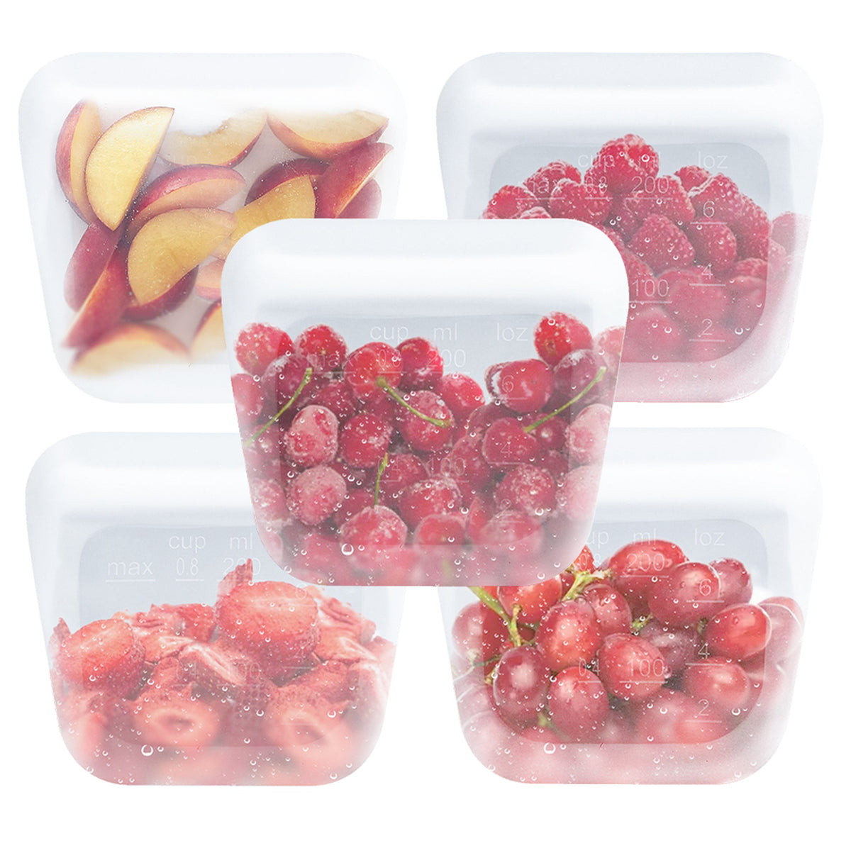 purifyou reusable silicone food storage bags in assorted sizes and colors – view 18