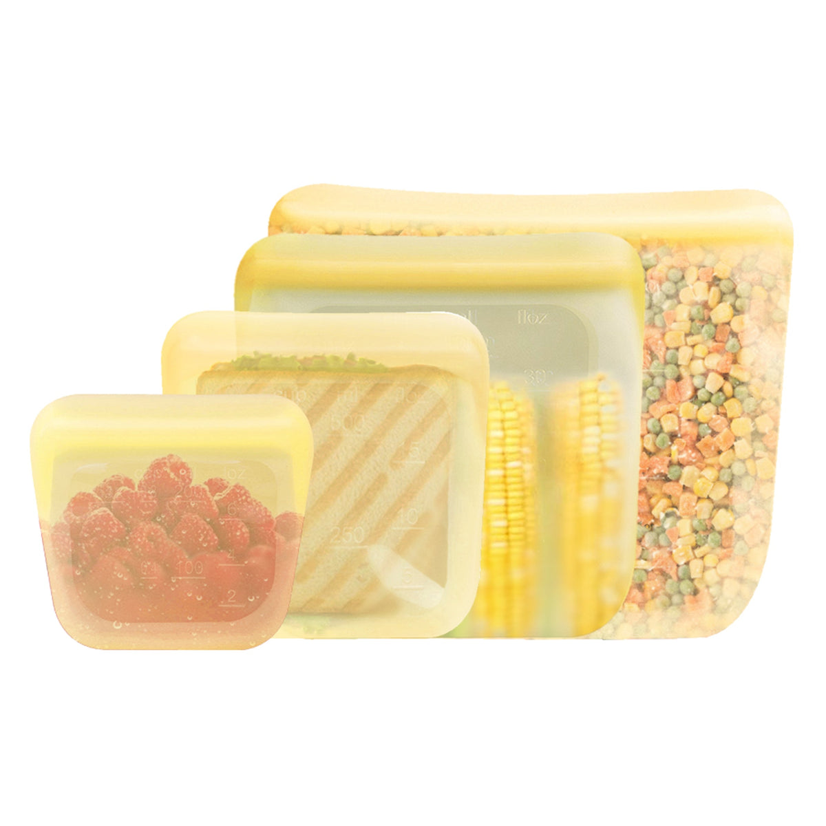 purifyou reusable silicone food storage bags in assorted sizes and colors – view 26