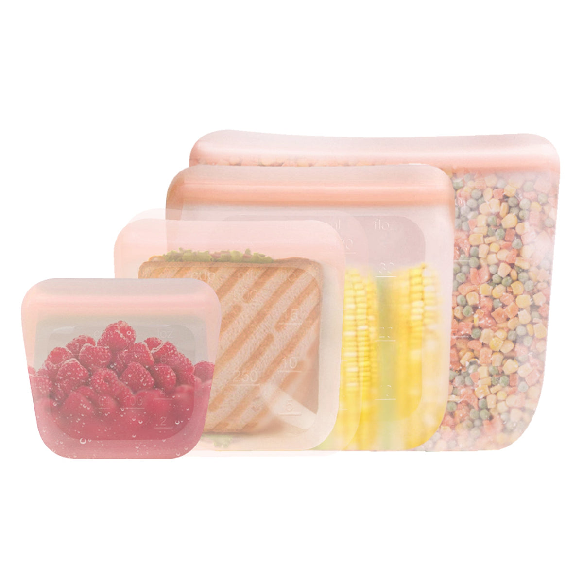 purifyou reusable silicone food storage bags in assorted sizes and colors – view 23
