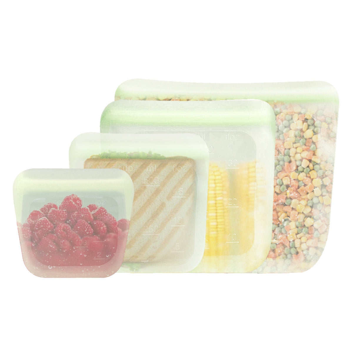 purifyou reusable silicone food storage bags in assorted sizes and colors – view 25