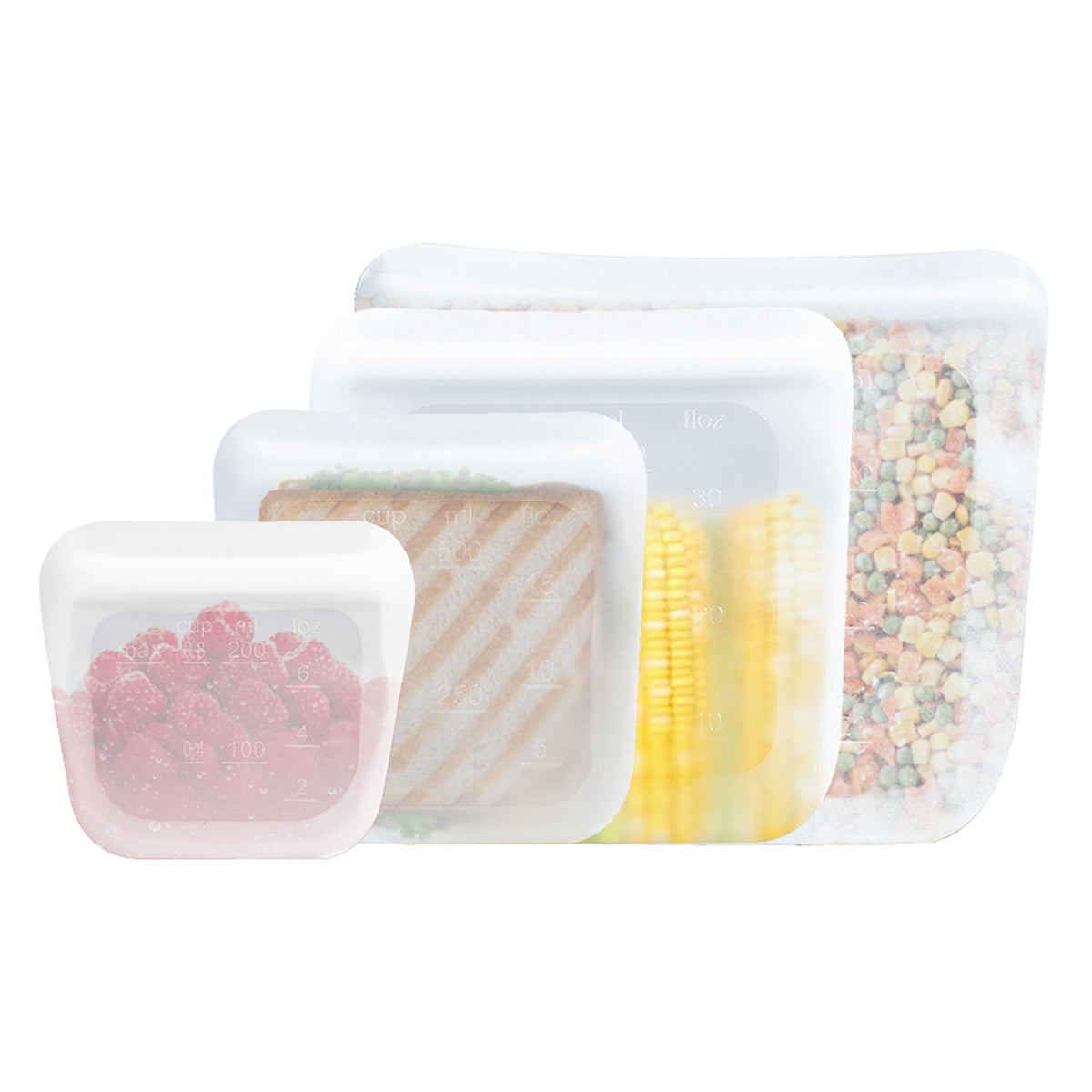 purifyou reusable silicone food storage bags in assorted sizes and colors – view 24