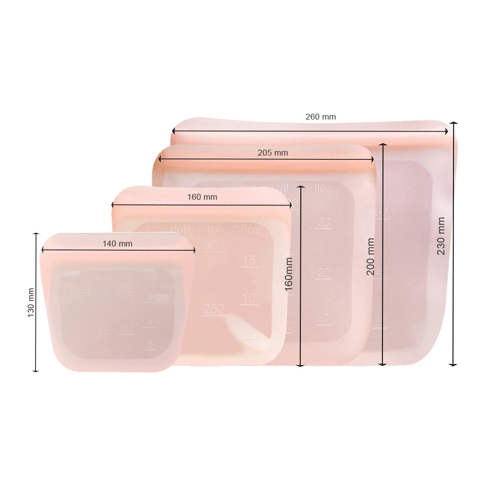 purifyou reusable silicone food storage bags in assorted sizes and colors – view 6