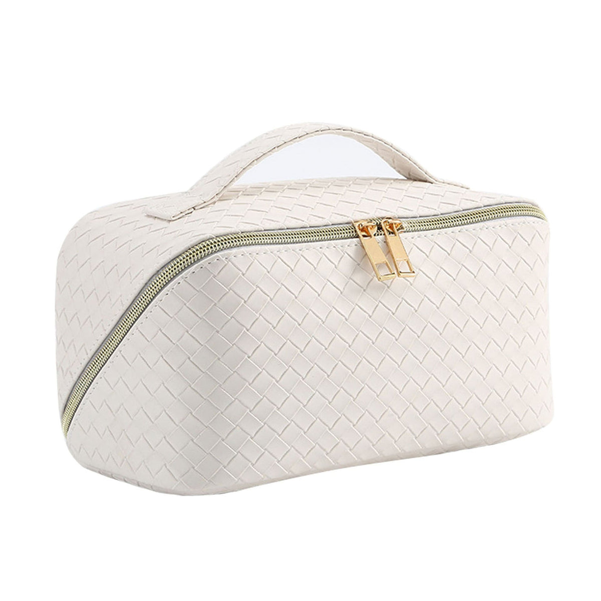 Travel cosmetic organizer bag shown open
