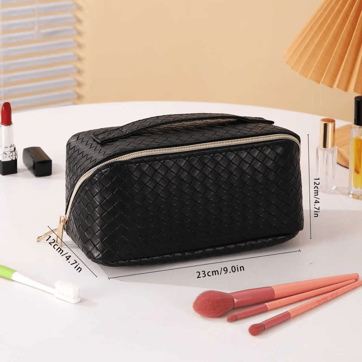 Compact toiletry bag organizing daily essentials