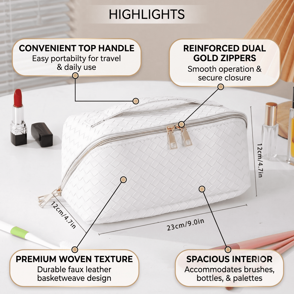 Makeup bag with dedicated brush storage compartment