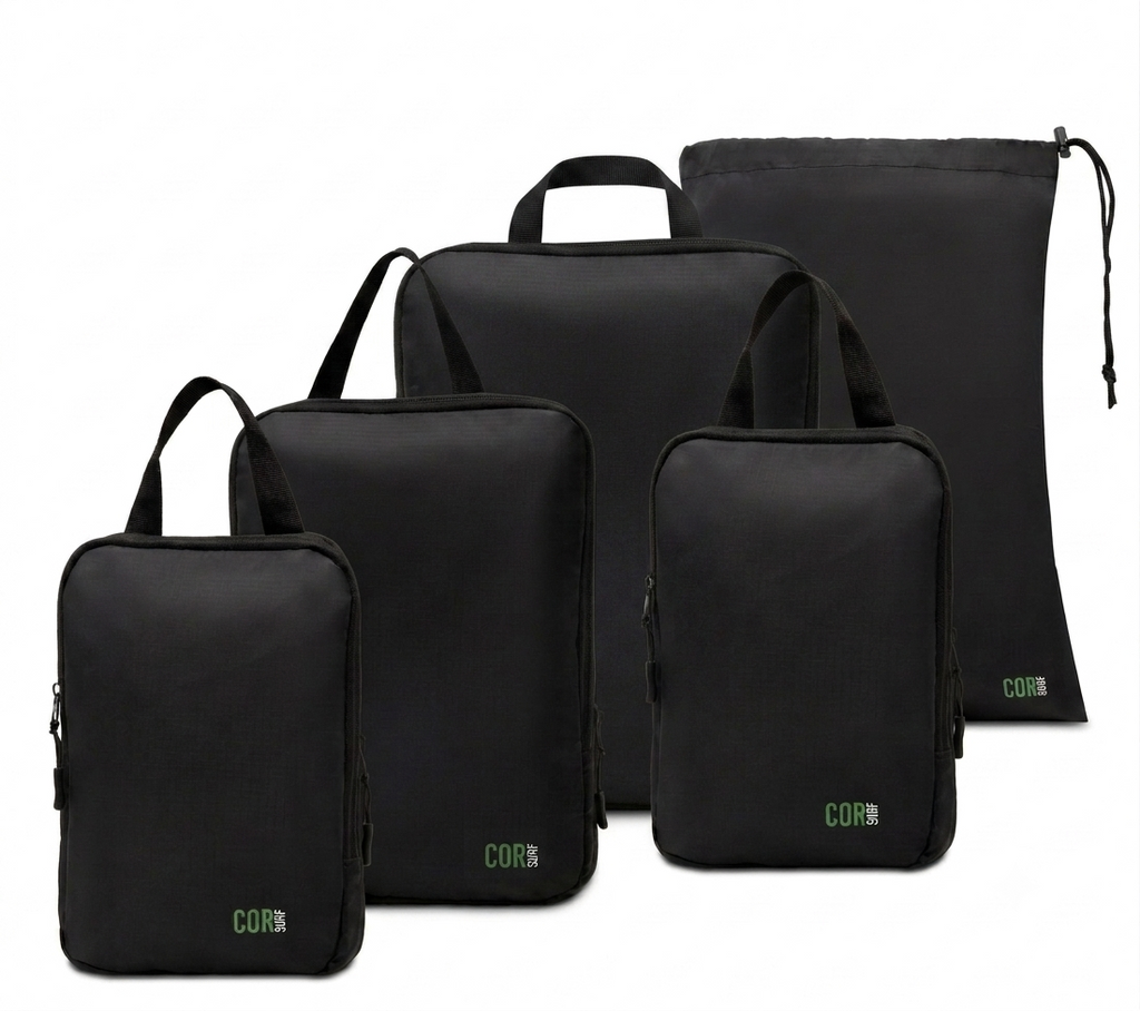 Black COR Surf five-piece compression packing cube set
