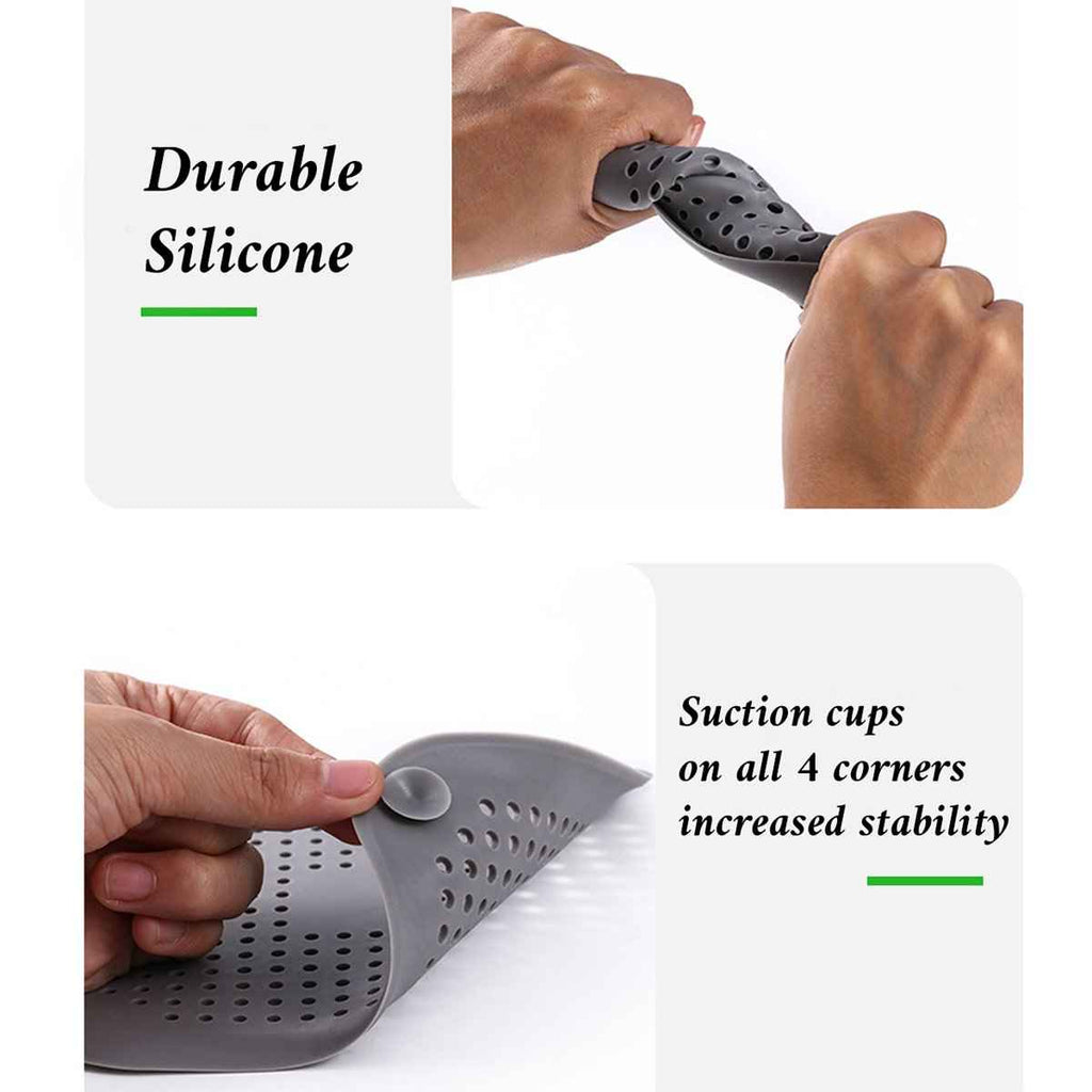 Square silicone drain strainer with a flexible center opening